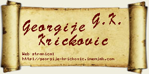 Georgije Kričković vizit kartica